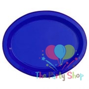 Plastic Oval Food Sandwich Platter Dark Blue Trays Plates 10 Pack