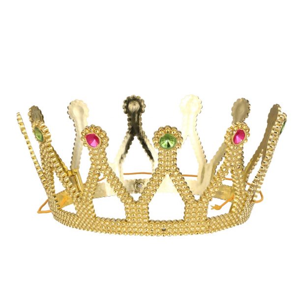 Gold Plastic Queen Princess Crown Halloween Party Crowns Plating Plastic Queen Princess Crowns Photo Prop Crowns For Adults Halloween Costume Golden