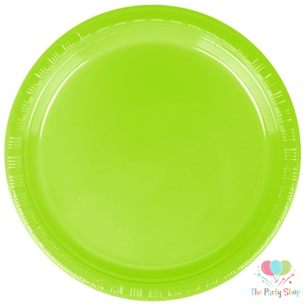 Heavy Duty 7" Inch Plastic Plate Green Disposable Round Party Plates (Pack of 25)