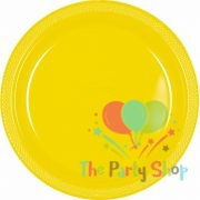 Heavy Duty 7" Inch Plastic Plate Yellow Disposable Round Party Plates (Pack of 25)