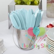 Sky Blue Disposable Plastic Knives (20 Pack) Knife Tableware Cutlery Birthday Party Supplies, BBQs, Picnics and Events