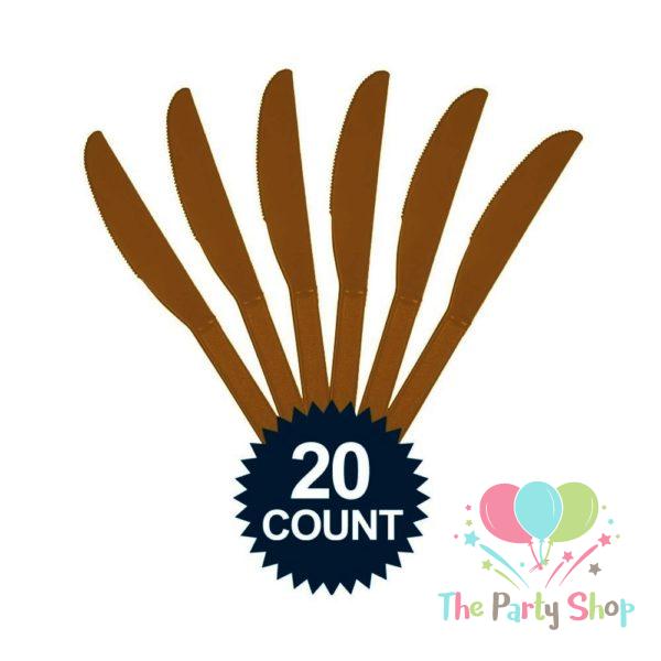 Golden Disposable Plastic Knives (20 Pack) Knife Tableware Cutlery Birthday Party Supplies, BBQ, Picnics and Events
