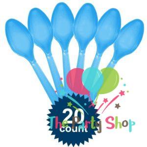 Blue Disposable Plastic Spoons (20 Pack) Tableware Cutlery Birthday Party Supplies, BBQ, Picnics and Events Blue Disposable Plastic Spoons (20 Pack) Tableware Cutlery Birthday Party Supplies, BBQ, Picnics and Events