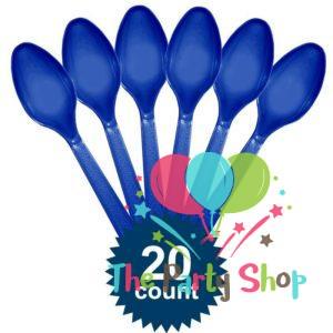 Dark Blue Disposable Plastic Spoons (20 Pack) Tableware Cutlery Birthday Party Supplies, BBQ, Picnics and Events Dark Blue Disposable Plastic Spoons (20 Pack) Tableware Cutlery Birthday Party Supplies, BBQ, Picnics and Events