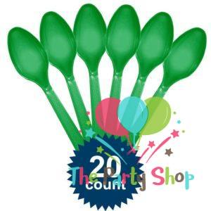 Green Disposable Plastic Spoons (20 Pack) Tableware Cutlery Birthday Party Supplies, BBQ, Picnics and Events Green Disposable Plastic Spoons (20 Pack) Tableware Cutlery Birthday Party Supplies, BBQ, Picnics and Events