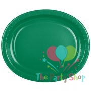 Plastic Oval Food Sandwich Platter Dark Green Trays Plates 10 Pack