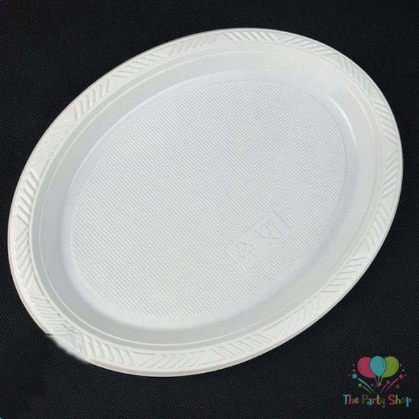 Plastic Oval Food Sandwich Platter White Trays Plates 10 Pack