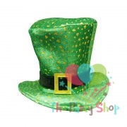 Fancy Dress St Patricks Irish Ireland Eire Top Hat Green with Gold Shamrocks