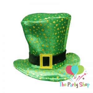 Fancy Dress St Patricks Irish Ireland Eire Top Hat Green with Gold Shamrocks Fancy Dress St Patricks Irish Ireland Eire Top Hat Green with Gold Shamrocks