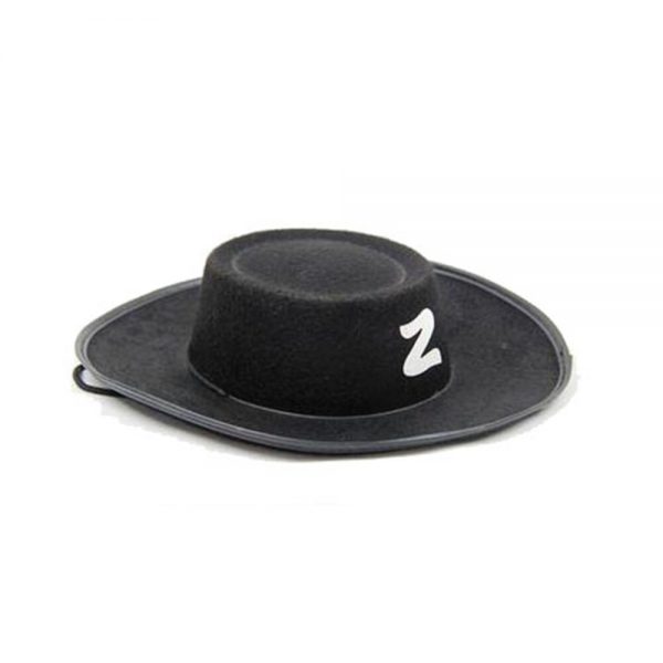 Zorro Hat Black Cap Top Hat Zorro Kids Cosplay Costume Accessory Hat for Halloween