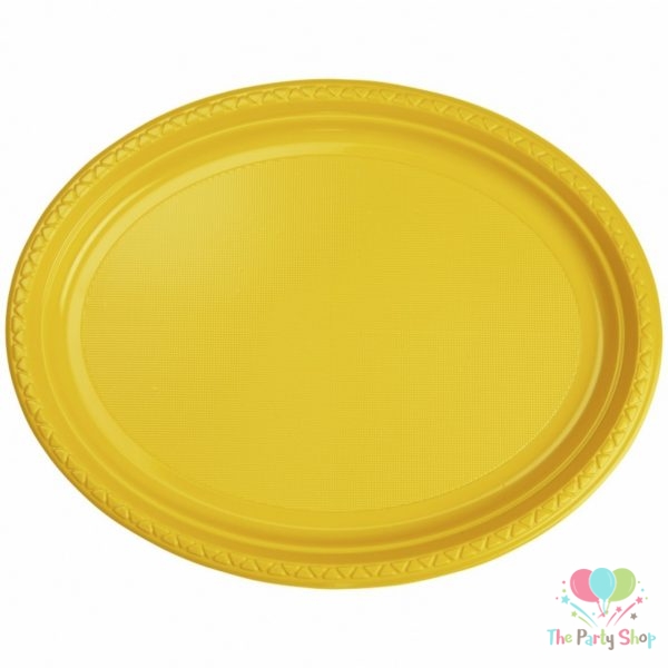 Plastic Oval Food Sandwich Platter Yellow Trays Plates 10 Pack