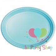 Plastic Oval Food Sandwich Platter Light Blue Trays Plates 10 Pack