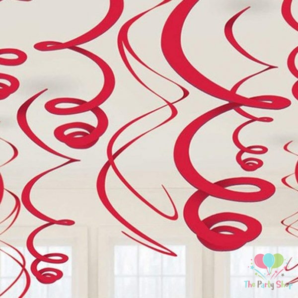 12PCS Red Ceiling Swirl Decorations Hanging Ornaments Party Favors For Kids Birthday Christmas Decorations Baby Shower Supplies