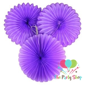 5-purple-tissue-paper-fan-decorations-2 Purple Tissue Paper Fan Flower Hanging Decorative Paper Flowers Decorations Pack of 5 -15cm