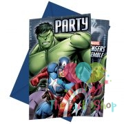 Avengers Party Invitation Cards and Envelopes 14cm tall and 9cm wide in packs of 6