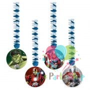 Avengers Assemble Multi Heroes Party Hanging Dangler Swirl Cut Outs Decorations x 4
