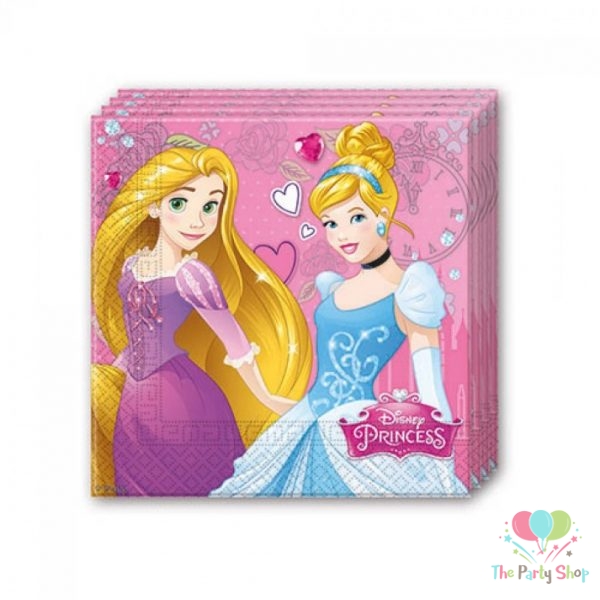 Disney Princess Paper Luncheon Napkins Tissue Party Supplies Girls Happy Birthday Party Tableware (Pack of 20)