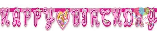 Disney Princess Die Cut Happy Birthday Banner Party Supplies Girls Happy Birthday Party Decorations (Single)
