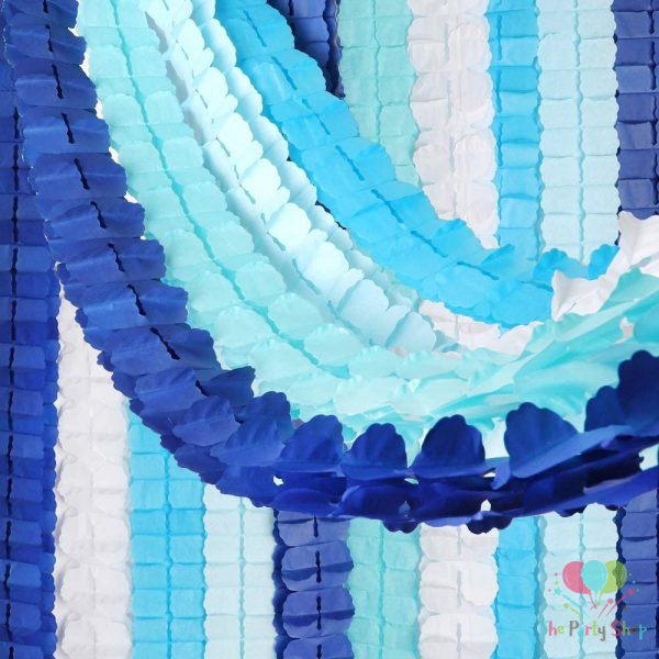 12 Feet DIY Blue Paper Garland Four Leaf Clover Paper Pull Flag Garland Curtains Backgrounds Backdrop Baby Shower Supplies Wedding Party Home Decoration Bandage