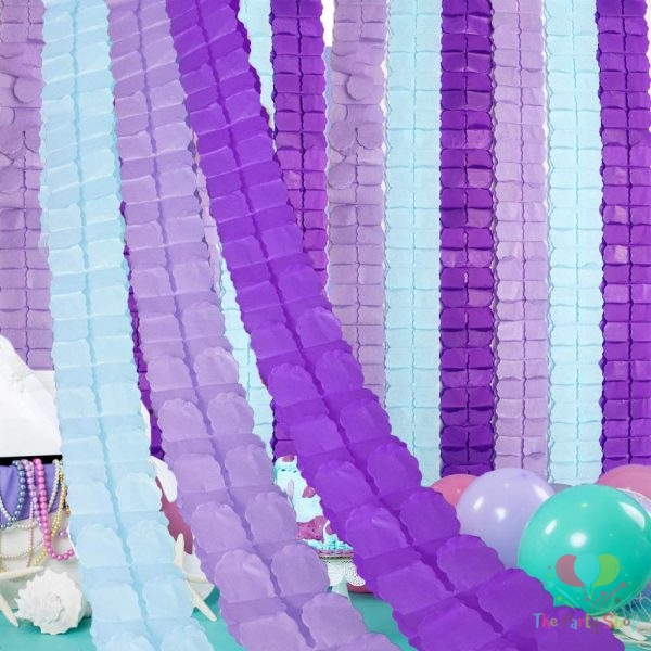 12 Feet DIY Purple Paper Garland Four Leaf Clover Paper Pull Flag Garland Curtains Backgrounds Backdrop Baby Shower Supplies Wedding Party Home Decoration Bandage