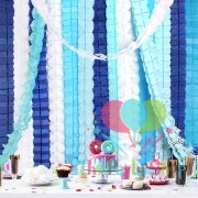 12 Feet DIY Blue Paper Garland Four Leaf Clover Paper Pull Flag Garland Curtains Backgrounds Backdrop Baby Shower Supplies Wedding Party Home Decoration Bandage