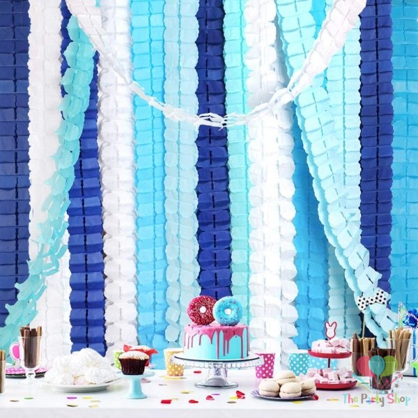 12 Feet DIY Blue Paper Garland Four Leaf Clover Paper Pull Flag Garland Curtains Backgrounds Backdrop Baby Shower Supplies Wedding Party Home Decoration Bandage