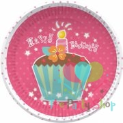 Cupcake Party Paper Birthday 7 Inch Dessert Plates Plates (Pack of 8)