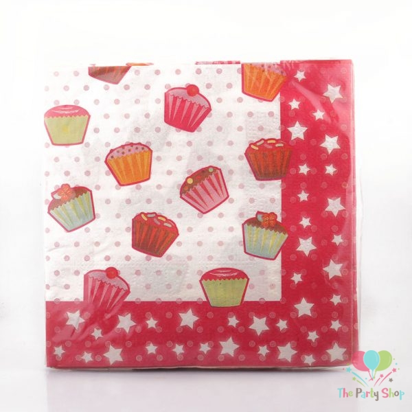 Cupcake Party Paper Birthday Luncheon Napkins Tissue Happy Birthday Party Supplies Tableware (Pack of 16)