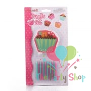 Cupcake Party Paper Birthday Candles Happy Birthday Party Supplies Decorations (Pack of 12)