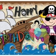 Toy Kids Pirate Tablecover 54 Inch Wide and 72 Long Plastic Tablecloth Pirate Themed Birthday Party Supplies Decorations Pirate Birthday Party