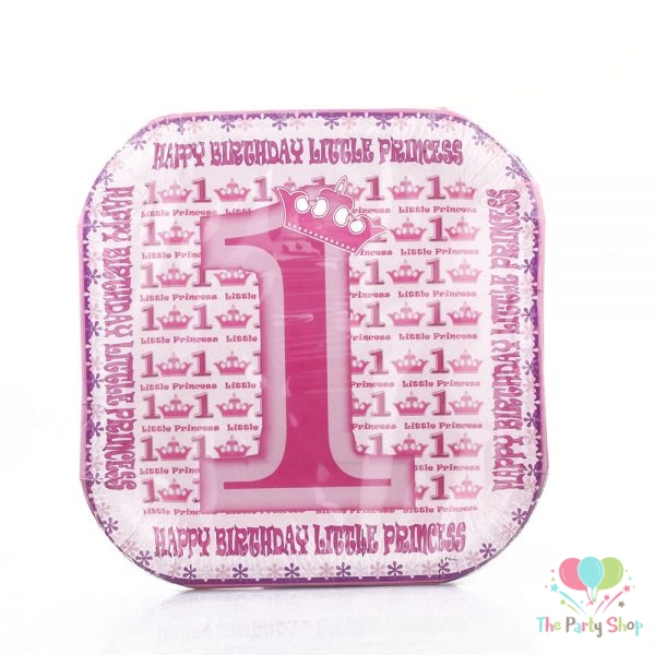 Princess 1st First Birthday Themed 7 Inch Dessert Plates 8pcs Per Pack