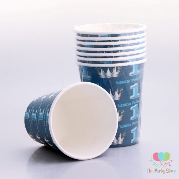 Prince Theme 1st First Birthday 250ml Cups 8pcs Per Pack