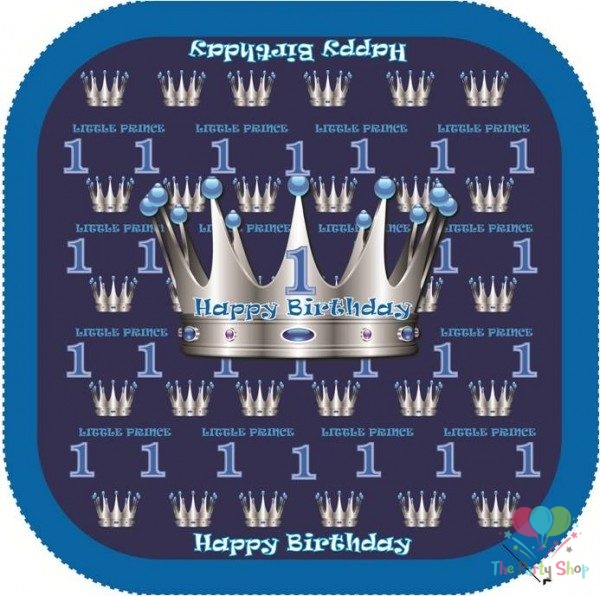 Prince Themed 1st First Birthday 7inch Plates 8pcs Per Pack