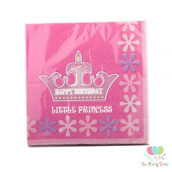 Princess 1st First Birthday Theme Paper Napkins Tissue 20pcs Per Pack