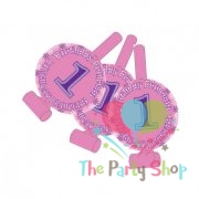 Princess 1st First Birthday Themed Blowout Horn Whistle Noise Maker Party Novelty (Pack of 8)