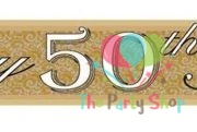 50th Golden Happy Anniversary Foil Banner 12 Feet Long Wedding Anniversary Party Decoration