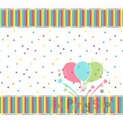 Multicolor Blast Rainbow Plastic Tablecover 54" X 108" Tablecloth Rainbow Parties Themed Birthday Party Supplies Decorations