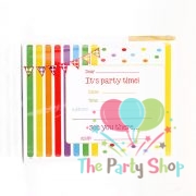 Multicolor Blast Rainbow Invites Invitation Cards Rainbow Parties Themed Birthday Party Supplies (Pack of 8)