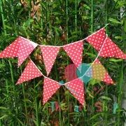 Red Polka Dot Bunting 10 Feet Triangle Flag Banner Bunting Happy Birthday Wedding Baby Shower Party Supplies Decorations
