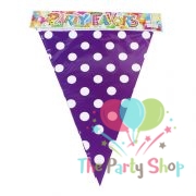 Purple Polka Dot Bunting 10 Feet Triangle Flag Banner Bunting Happy Birthday Wedding Baby Shower Party Supplies Decorations