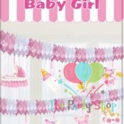 Baby Shower Girl Decorations 10 Feet DIY Pink And White Paper Garland String With Hanging Danglers Swirl Attachment Paper Pull Flag Garland Chain Curtains Backgrounds Backdrop Baby Shower Supplies