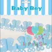 Baby Shower Boy Decorations 10 Feet DIY Blue Paper Garland Baby Stroller Carriage Shape Cut Out Paper Pull Flag Garland Chain Curtains Backgrounds Backdrop Baby Shower Supplies