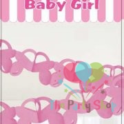 Baby Shower Girl Decorations 10 Feet DIY Pink Paper Garland Pacifier Shape Cut Out Paper Pull Flag Garland Chain Curtains Backgrounds Backdrop Baby Shower Supplies