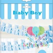 Baby Shower Boy Decorations 10 Feet DIY Blue Paper Garland Teddy Bear Cut Out Paper Pull Flag Garland Chain Curtains Backgrounds Backdrop Baby Shower Supplies