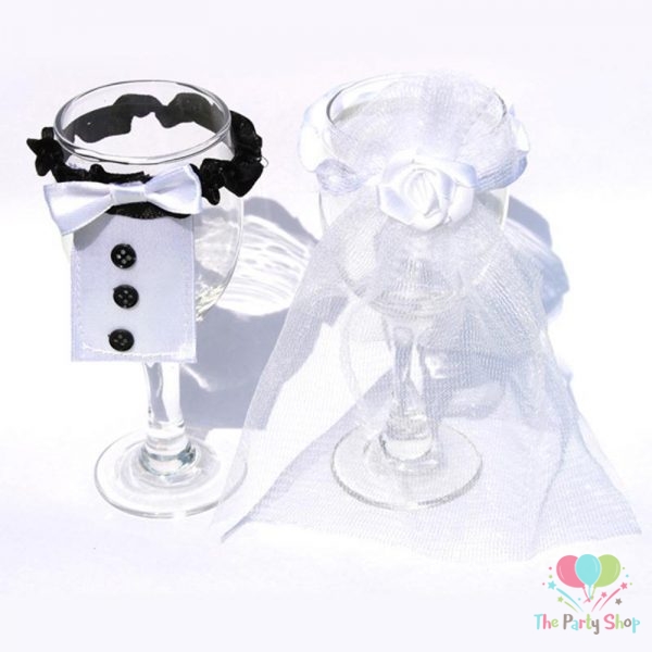 Handmade Bride Bridegroom Wine Glass Cover Champagne Bottle Bride Groom Costume Goblet Covers Wedding Party Decor