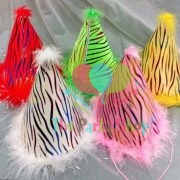 Princess Prince Happy Birthday Tiger Stripe Animal Stripe Foam Cone Hats Dress Up Girls Boys Birthday Party Decorations Supplies Baby Kids