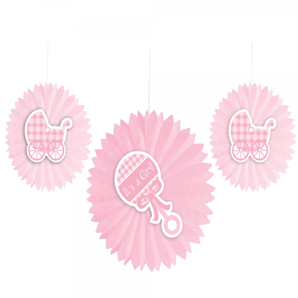 Baby Shower It's a Boy Blue Round Paper Fans Hanging Decorations 3pcs with Attachments Paper Fan Flowers Baby Shower Tissue Paper Table Backdrop Decorations