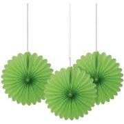 Green Tissue Paper Fan Flower Hanging Decorative Paper Flowers Decorations Pack of 5 -15cm
