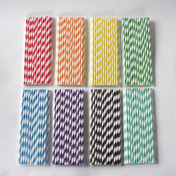 Disposable Straws Colorful Striped Paper Straws Baby Shower Kids Birthday Christmas Wedding Party Decor Supplies (Pack of 20)