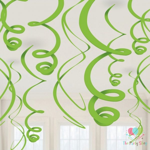 12PCS Green Ceiling Swirl Decorations Hanging Ornaments Party Favors For Kids Birthday Decorations Baby Shower Supplies
